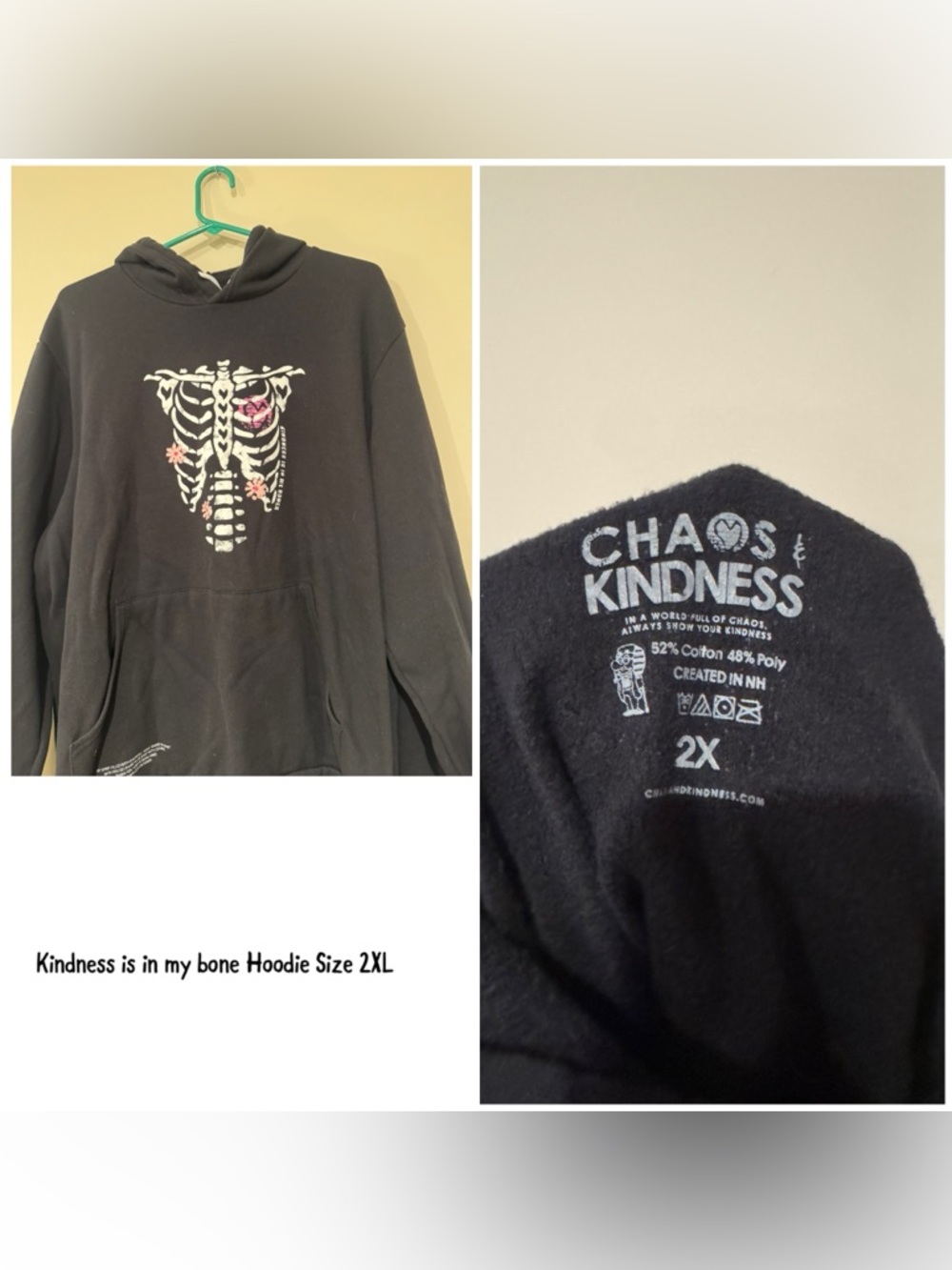 Black "Kindness Is In My Bone" Hoodie - 2X